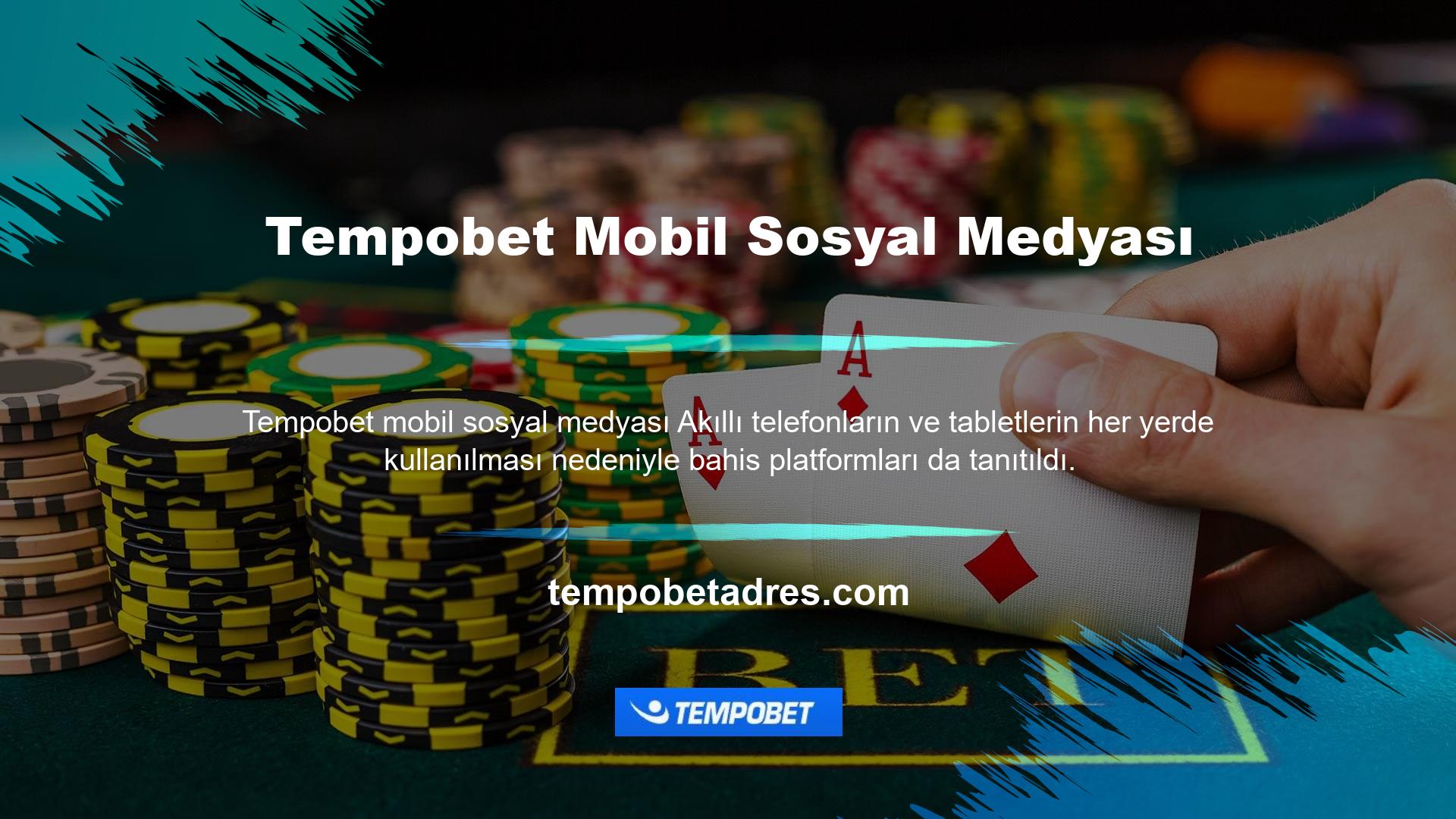 Tempobet web sitesi, üyelerine mobil uygulama sunan ilk web sitelerinden biri olmuş ve Tempobet mobil giriş uygulaması ile daha fazla kullanıcıya ulaşmıştır